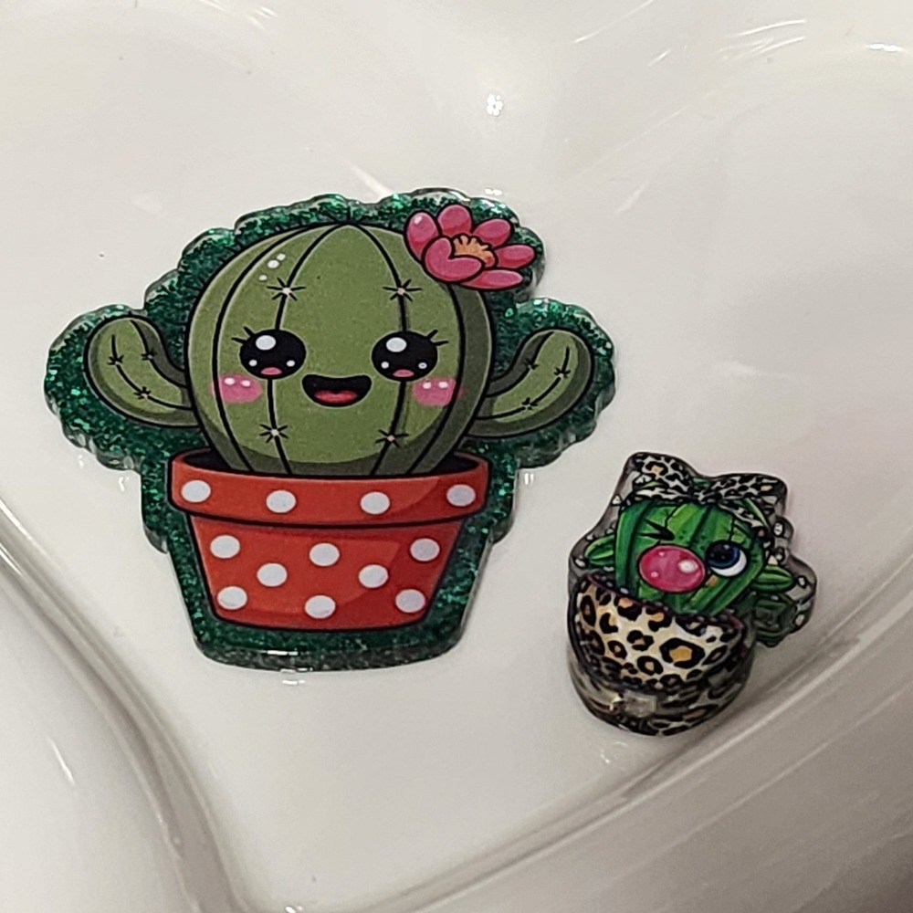 Cactus Kawaii Flatback Focal Bead Beaded Pen Badge Keychain Phone Chain Jewelry